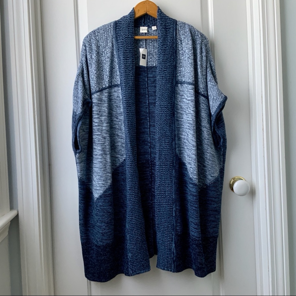 GAP Patchwork Open-Front Poncho Sweater NWT